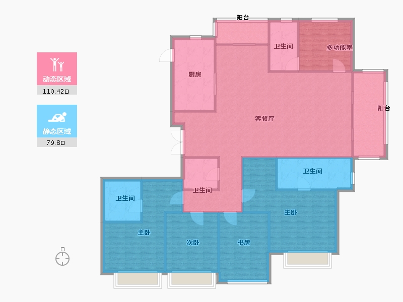 江苏省-南京市-河西金茂府220m²-175.99-户型库-动静分区