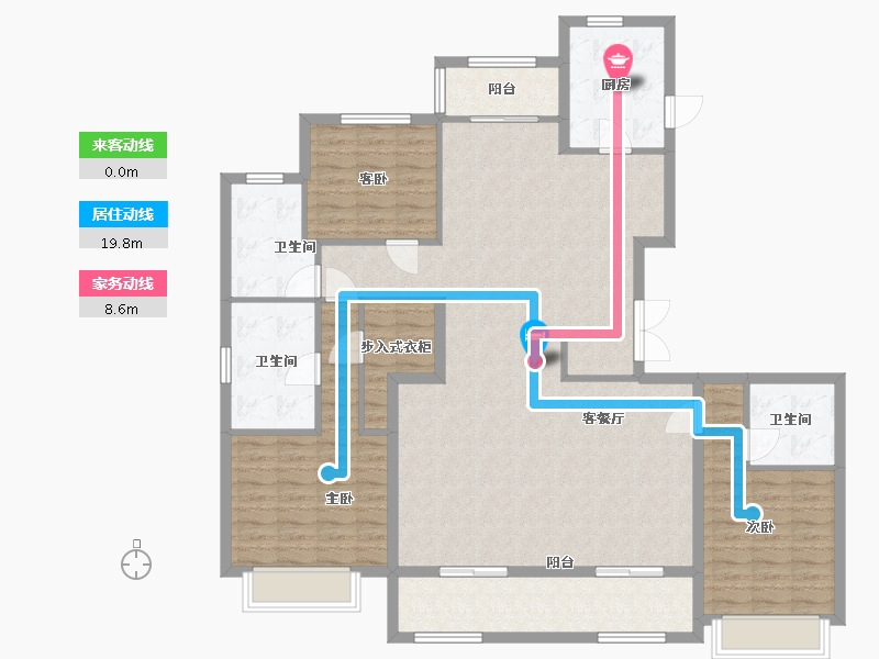 江苏省-南京市-河西金茂府珑园6幢180m²-143.99-户型库-动静线