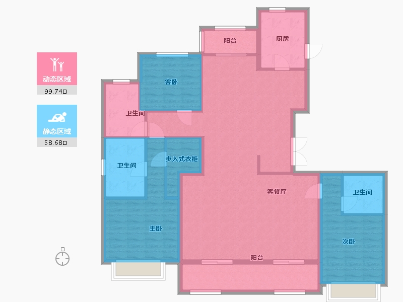 江苏省-南京市-河西金茂府珑园6幢180m²-143.99-户型库-动静分区