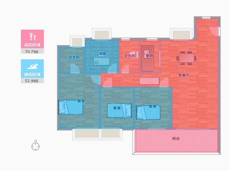 江苏省-南京市-星河国际7幢G2户型143m²-113.99-户型库-动静分区