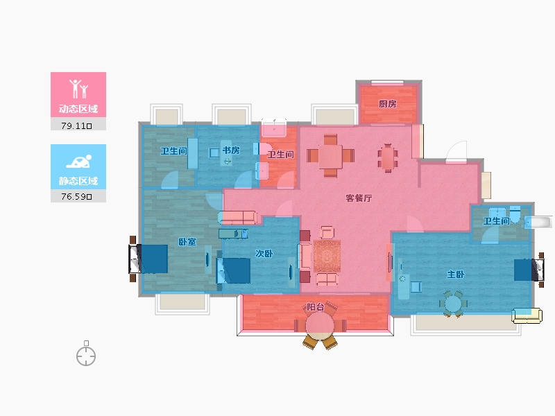 江苏省-南京市-星河国际5幢，G1户型180m²-144.00-户型库-动静分区