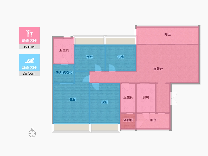 四川省-成都市-当代璞誉6号楼168m²-134.50-户型库-动静分区