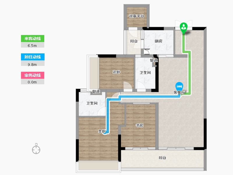 四川省-成都市-当代璞誉6号楼,2栋,1栋134m²-110.97-户型库-动静线