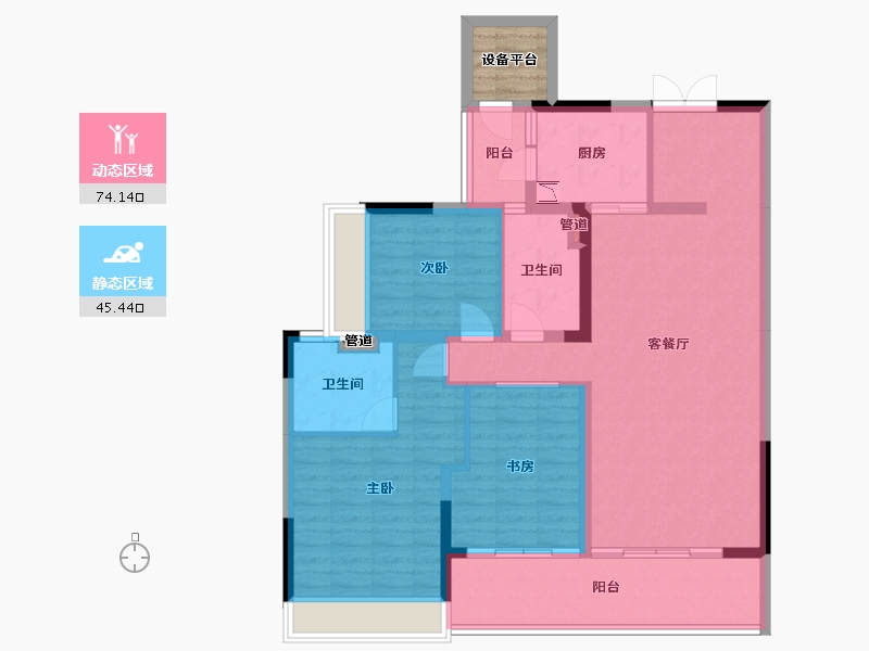 四川省-成都市-当代璞誉6号楼,2栋,1栋134m²-110.97-户型库-动静分区