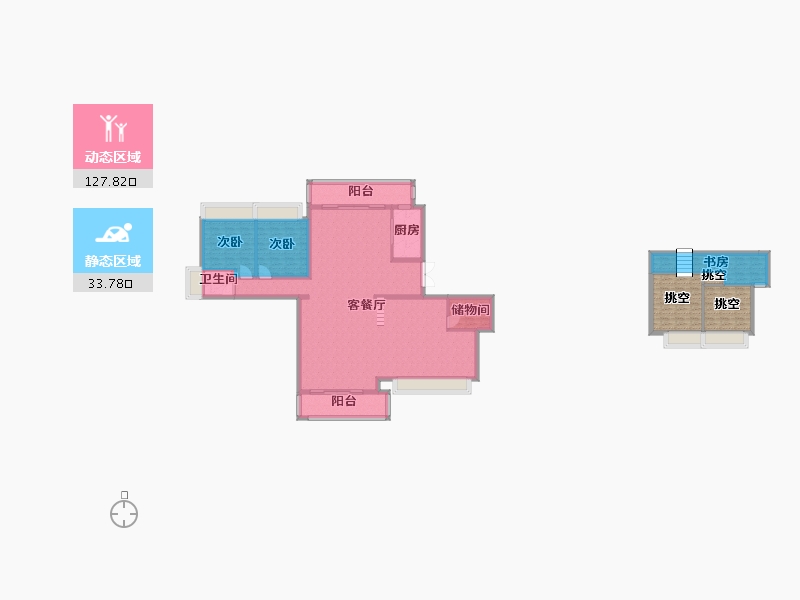 四川省-成都市-保利大国璟1,2,3,4,7栋167m²-166.68-户型库-动静分区