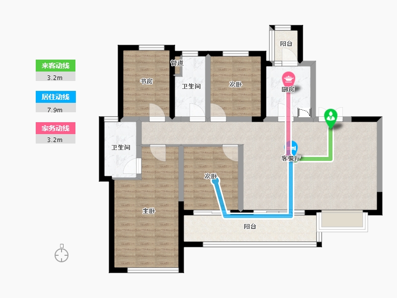 四川省-成都市-远洋朗基香汇5号楼,6号楼138m²-106.50-户型库-动静线