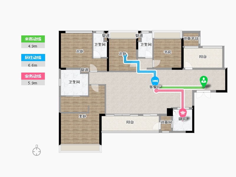 四川省-成都市-当代璞誉5号楼,7号楼,13栋,4栋178m²-153.53-户型库-动静线