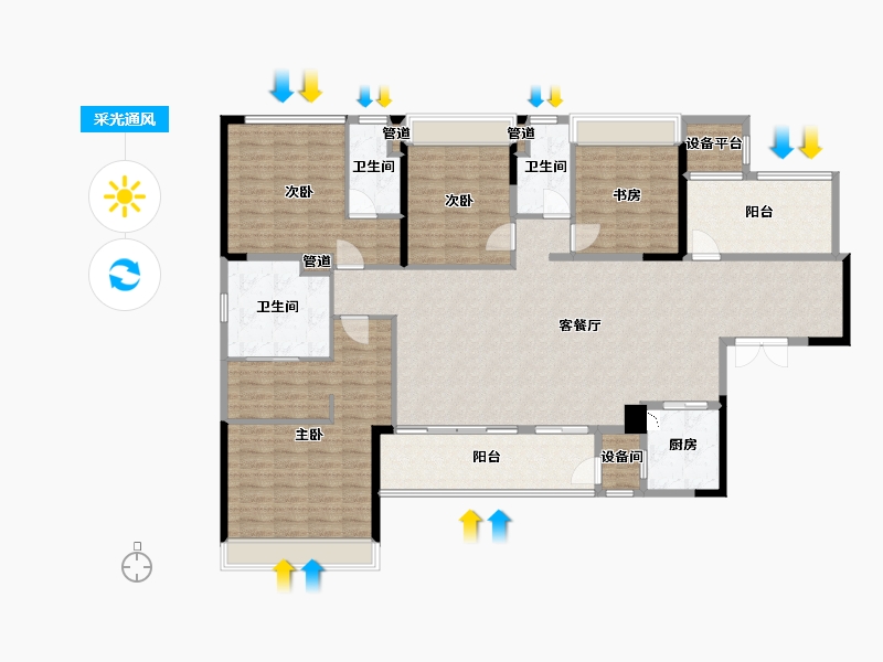 四川省-成都市-当代璞誉5号楼,7号楼,13栋,4栋178m²-153.53-户型库-采光通风