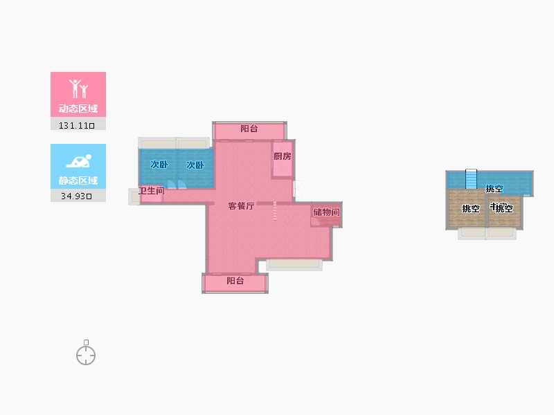 四川省-成都市-保利大国璟5栋,6栋189m²-170.62-户型库-动静分区