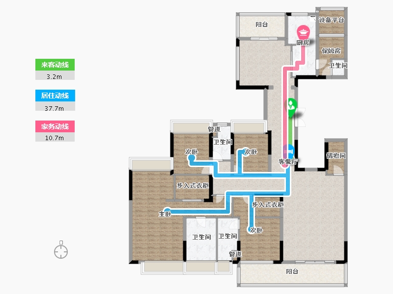 四川省-成都市-当代璞誉5号楼,7号楼,4栋238m²-198.47-户型库-动静线