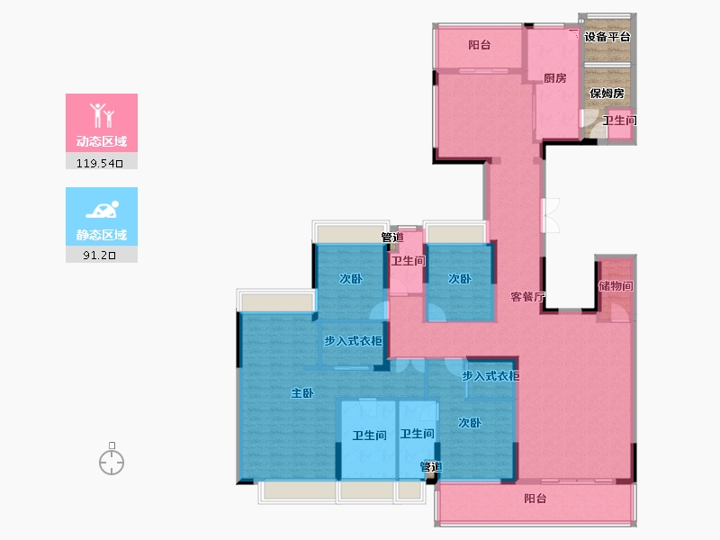 四川省-成都市-当代璞誉5号楼,7号楼,4栋238m²-198.47-户型库-动静分区