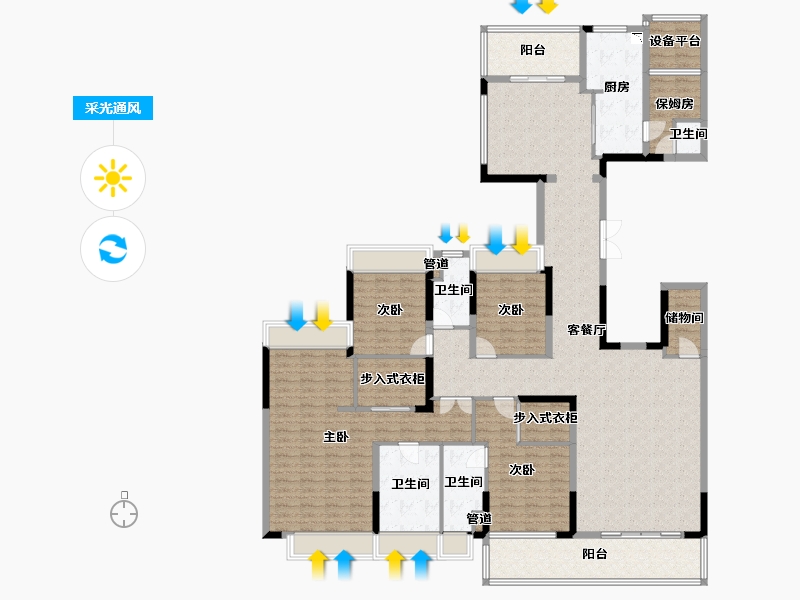 四川省-成都市-当代璞誉5号楼,7号楼,4栋238m²-198.47-户型库-采光通风