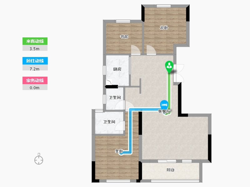 江苏省-南京市-栖霞鲁能公馆1号楼,4号楼B1115m²-91.77-户型库-动静线