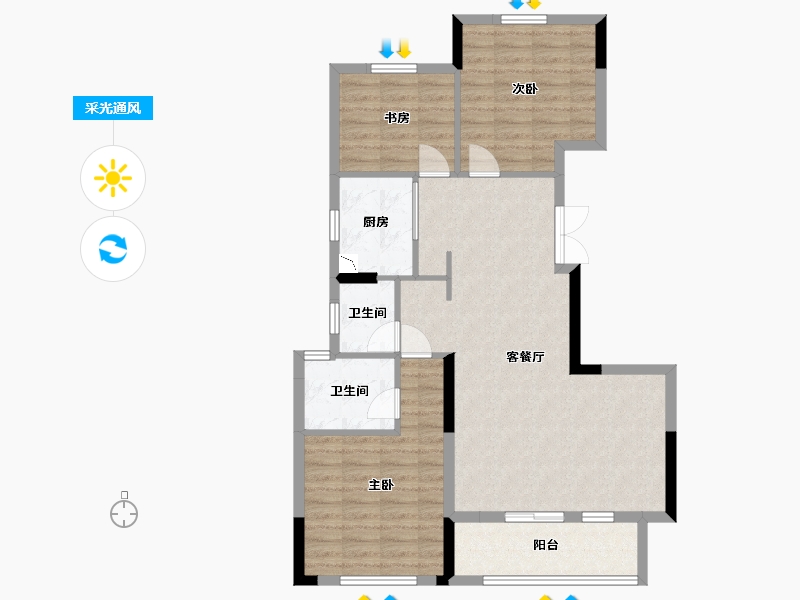 江苏省-南京市-栖霞鲁能公馆1号楼,4号楼B1115m²-91.77-户型库-采光通风