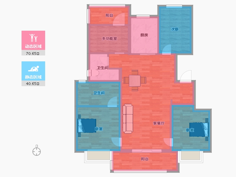 江苏省-南京市-万象天地九悦雅悦户型124m²-98.99-户型库-动静分区