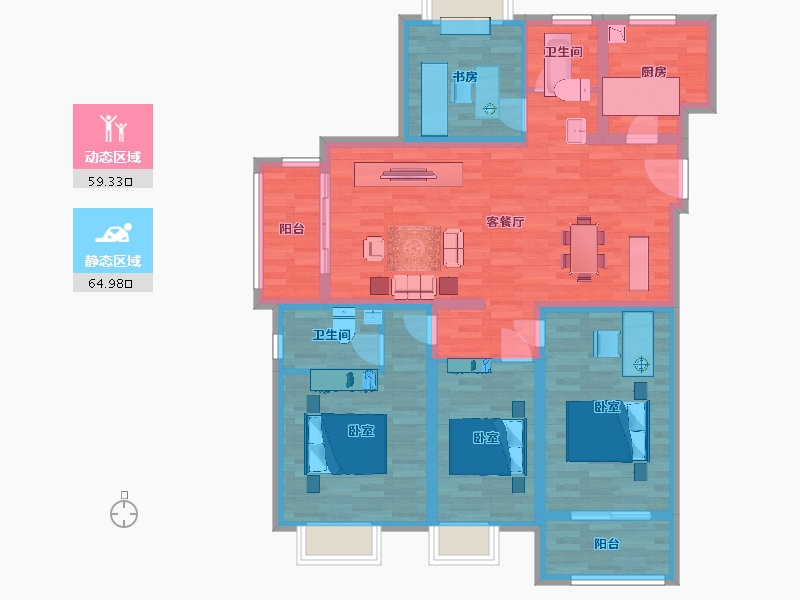 江苏省-南京市-创源龙樾3幢,6幢C2户型139m²-110.92-户型库-动静分区