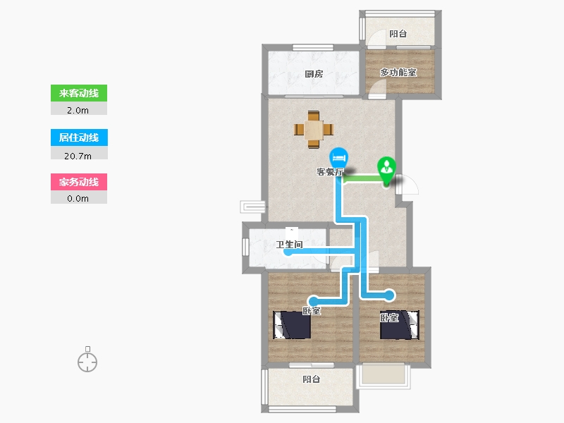 江苏省-南京市-万象天地九悦怡悦户型98m²-78.00-户型库-动静线