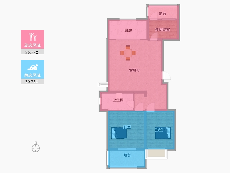 江苏省-南京市-万象天地九悦怡悦户型98m²-78.00-户型库-动静分区