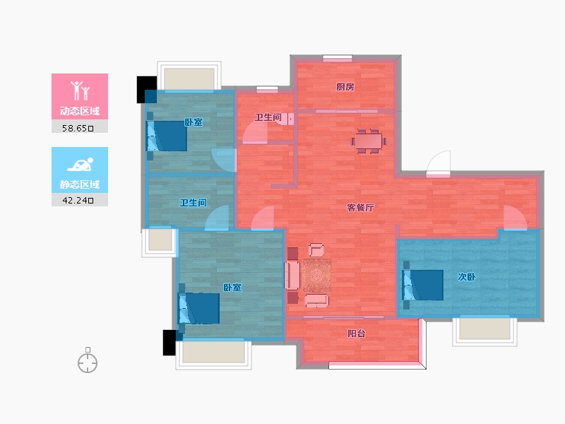 江苏省-南京市-华侨城翡翠天域B115m²-92.01-户型库-动静分区