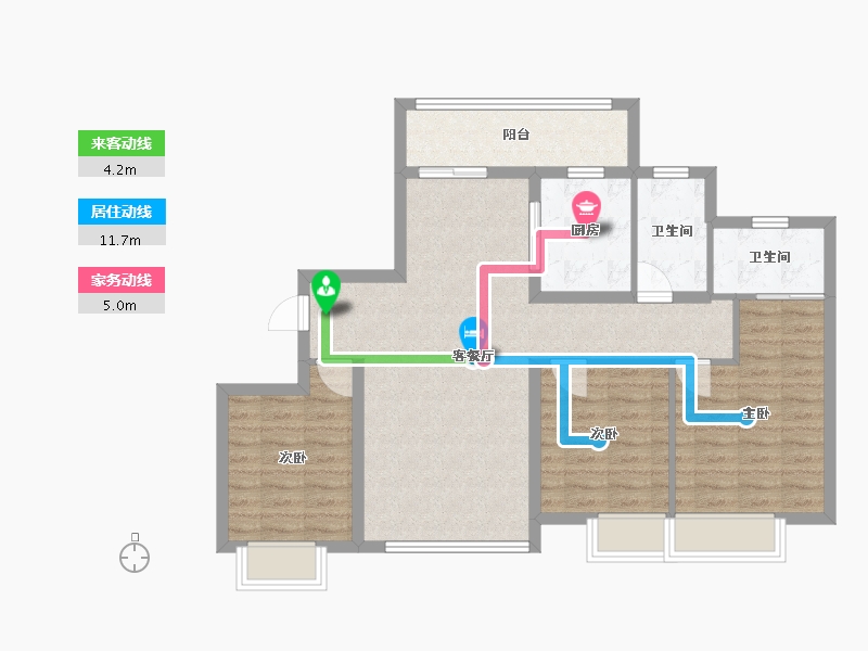 湖南省-长沙市-大汉汉府建面120㎡-86.79-户型库-动静线