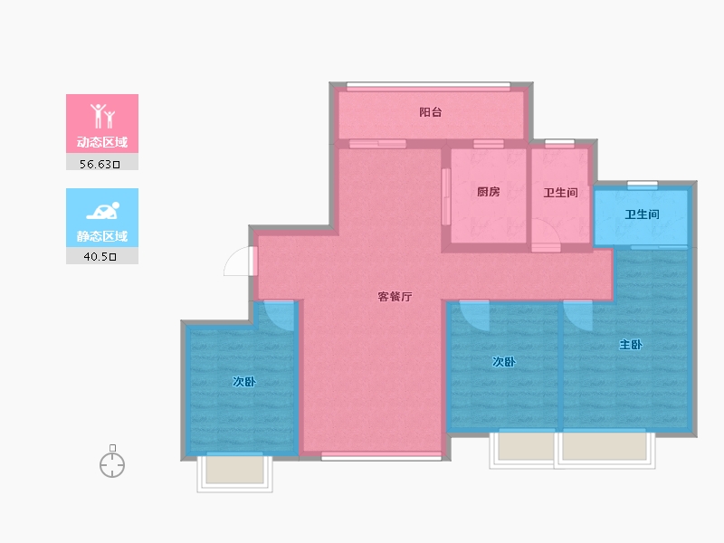 湖南省-长沙市-大汉汉府建面120㎡-86.79-户型库-动静分区