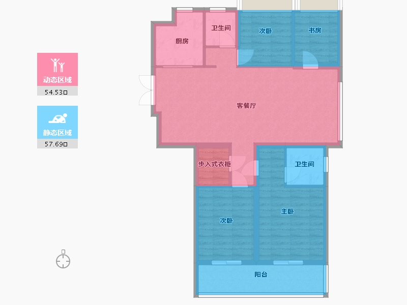 江苏省-南京市-宋都柏悦府C126m²-101.00-户型库-动静分区