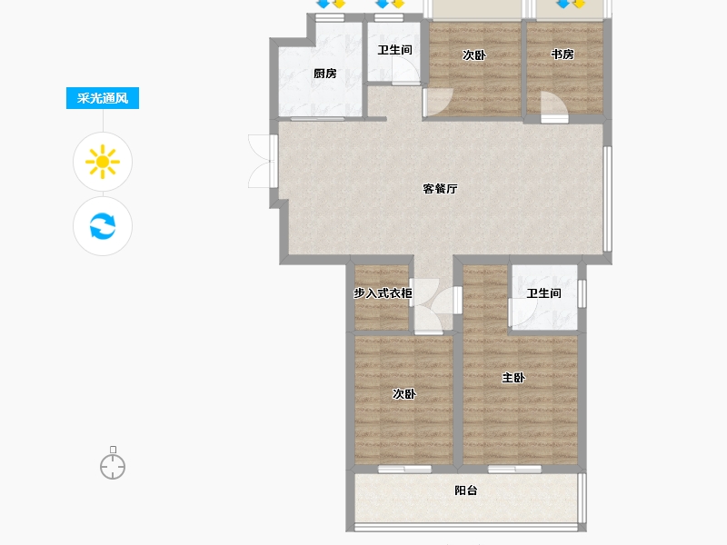 江苏省-南京市-宋都柏悦府C126m²-101.00-户型库-采光通风