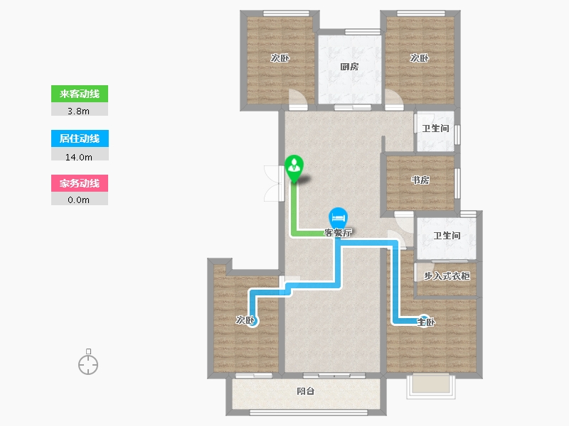 湖南省-长沙市-大汉汉园1号建面169㎡-125.69-户型库-动静线