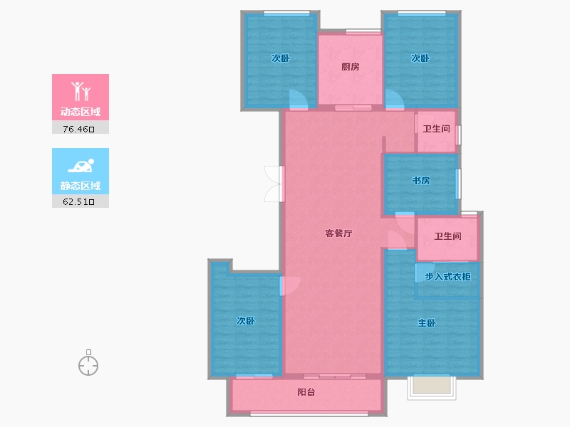 湖南省-长沙市-大汉汉园1号建面169㎡-125.69-户型库-动静分区