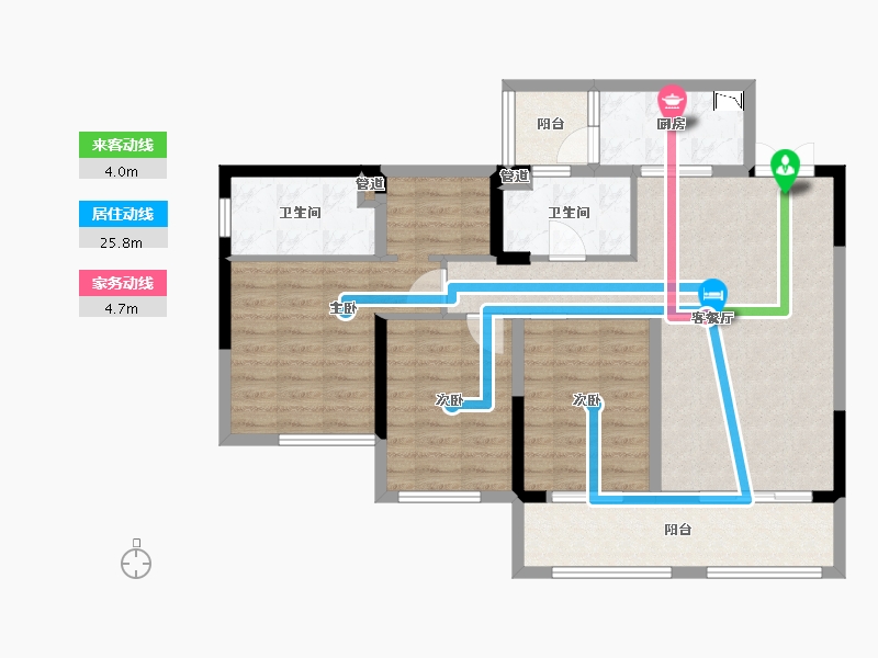 四川省-成都市-双楠悦天地119m²-93.64-户型库-动静线