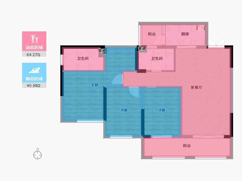 四川省-成都市-双楠悦天地119m²-93.64-户型库-动静分区