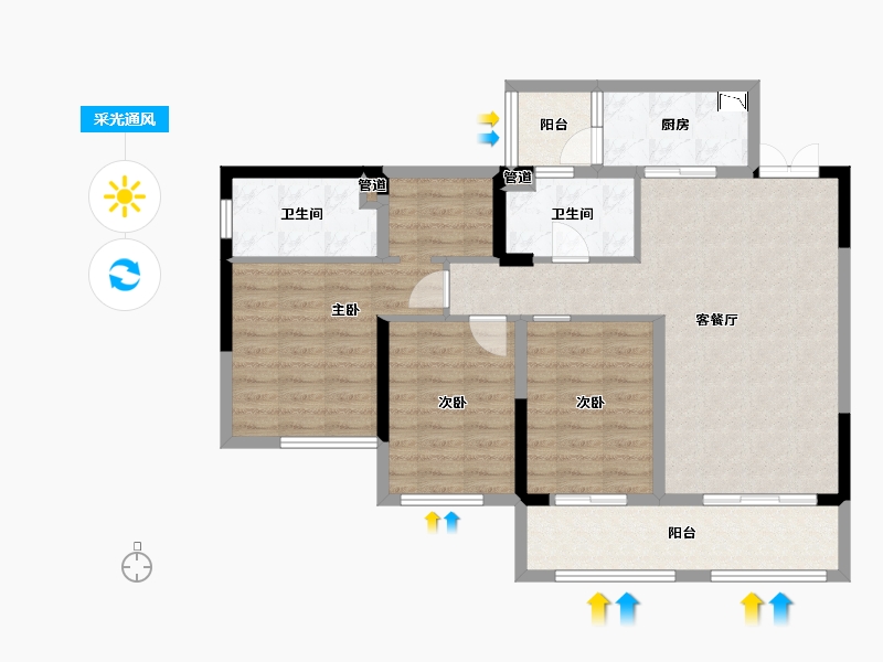 四川省-成都市-双楠悦天地119m²-93.64-户型库-采光通风