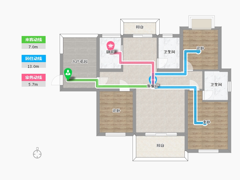 湖南省-长沙市-富兴悦府建面115㎡-90.46-户型库-动静线