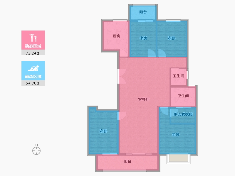 湖南省-长沙市-大汉汉园3栋建面155㎡-114.45-户型库-动静分区