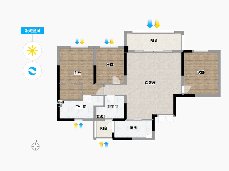 四川省-成都市-双楠悦天地137m²-108.48-户型库-采光通风