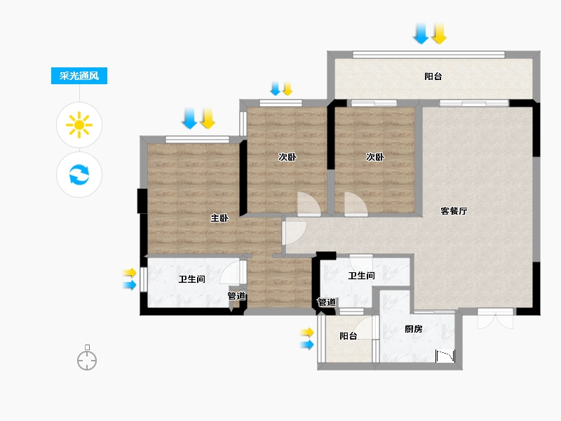 四川省-成都市-双楠悦天地118m²-92.89-户型库-采光通风