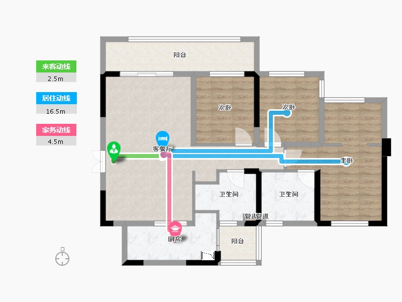 四川省-成都市-双楠悦天地123m²-95.91-户型库-动静线