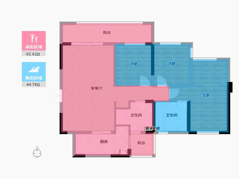 四川省-成都市-双楠悦天地123m²-95.91-户型库-动静分区