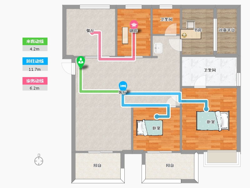 江苏省-南京市-星叶欢乐城4幢130㎡户型-107.90-户型库-动静线