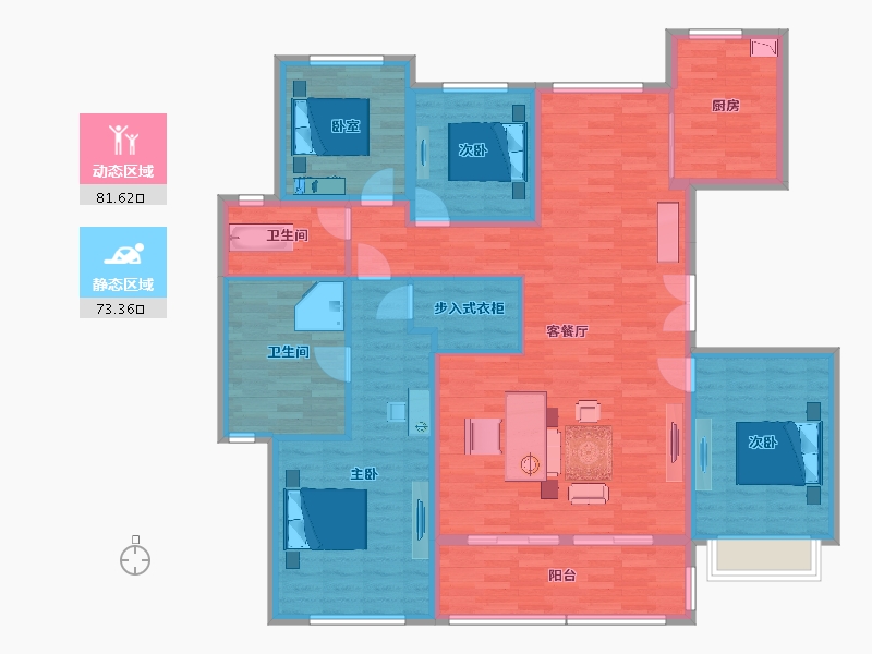 江苏省-南京市-绿城云栖玫瑰园2幢,19幢175㎡-140.33-户型库-动静分区