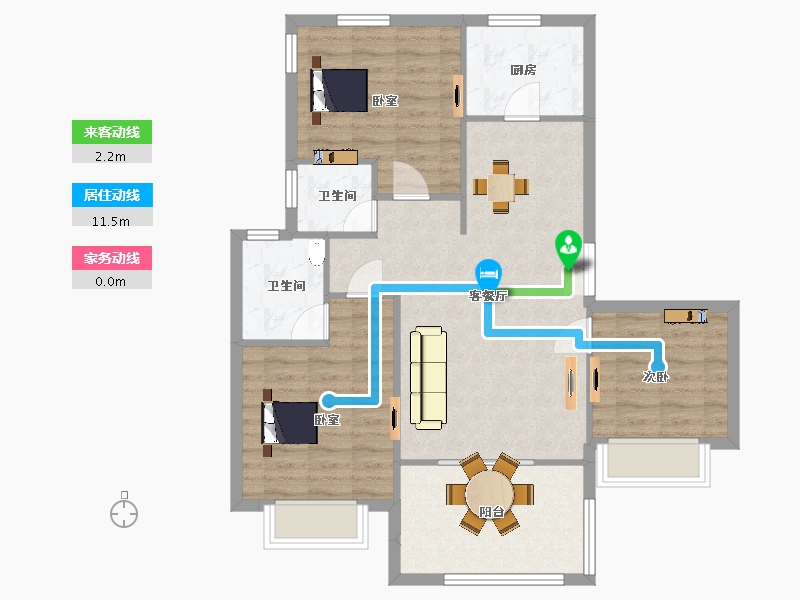 江苏省-南京市-绿城云栖玫瑰园26幢,28幢108㎡-85.99-户型库-动静线