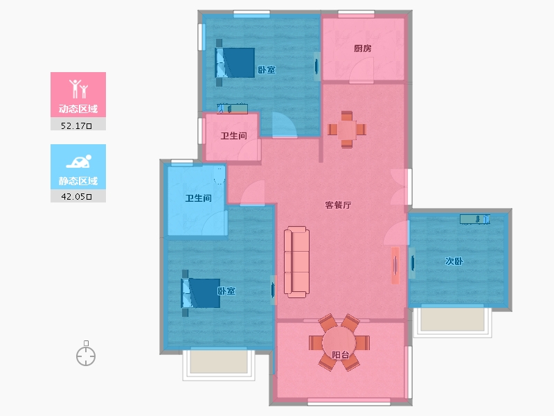 江苏省-南京市-绿城云栖玫瑰园26幢,28幢108㎡-85.99-户型库-动静分区