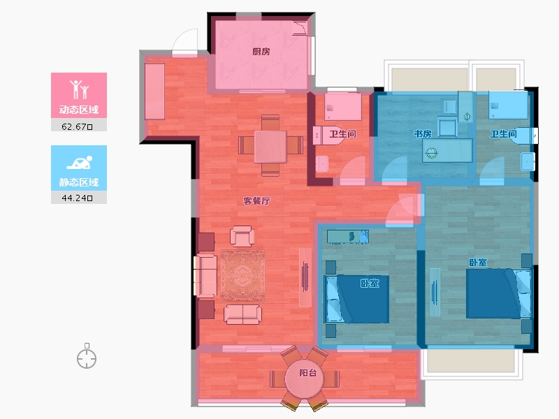 江苏省-南京市-玄武映园A1119㎡-94.74-户型库-动静分区