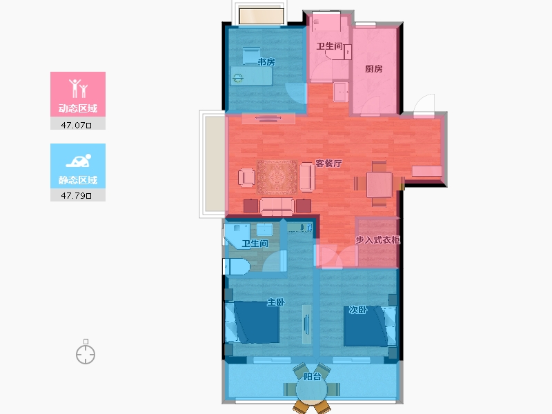 江苏省-南京市-玄武映园C1105㎡-84.00-户型库-动静分区