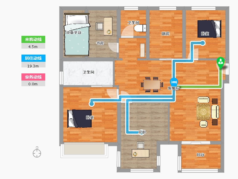 江苏省-南京市-星叶欢乐城4幢,5幢128㎡户型-107.06-户型库-动静线