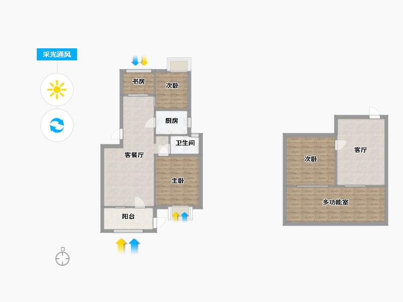 江苏省-南京市-石林云城H5户型138m²-109.57-户型库-采光通风