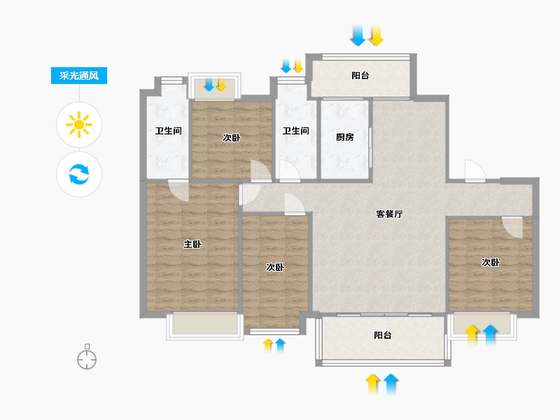 湖南省-长沙市-碧桂园高尔夫花园33栋建面145㎡-115.65-户型库-采光通风