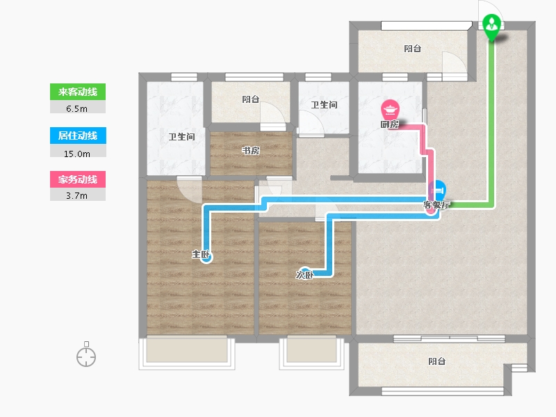 湖南省-长沙市-澳海文澜府澳海文澜府一期5号栋建面122㎡-99.98-户型库-动静线