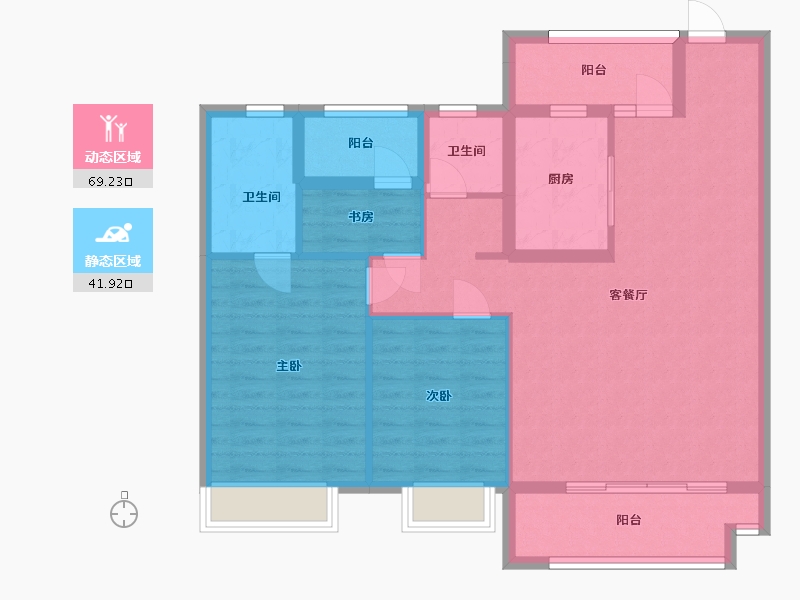 湖南省-长沙市-澳海文澜府澳海文澜府一期5号栋建面122㎡-99.98-户型库-动静分区