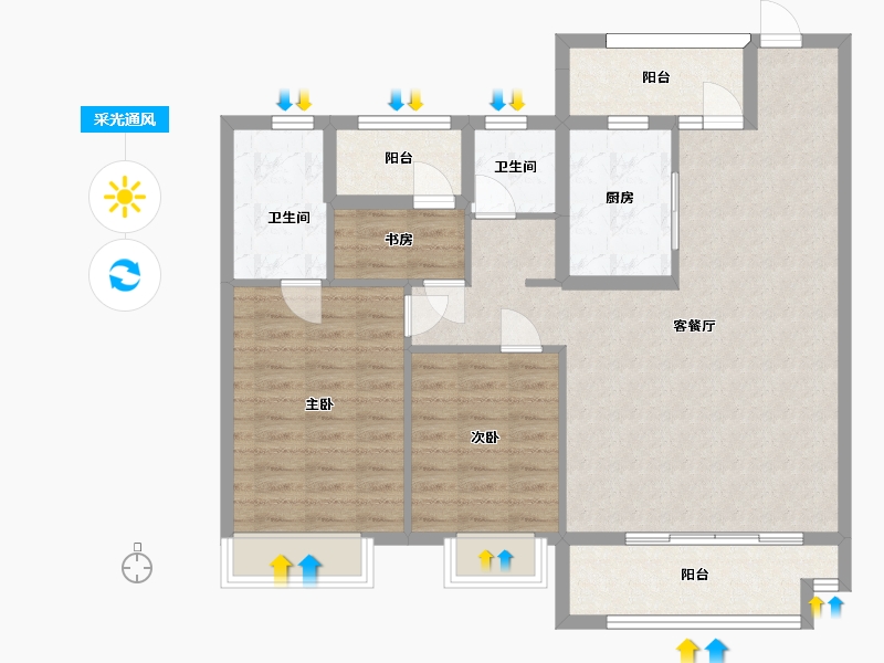 湖南省-长沙市-澳海文澜府澳海文澜府一期5号栋建面122㎡-99.98-户型库-采光通风